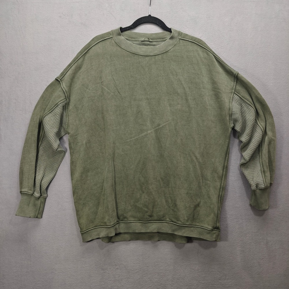 Aerie Oversized Sweatshirt Womens Small Waffle Knit Gorpcore Boho Earthy Grunge